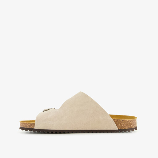 Suede heren slippers beige