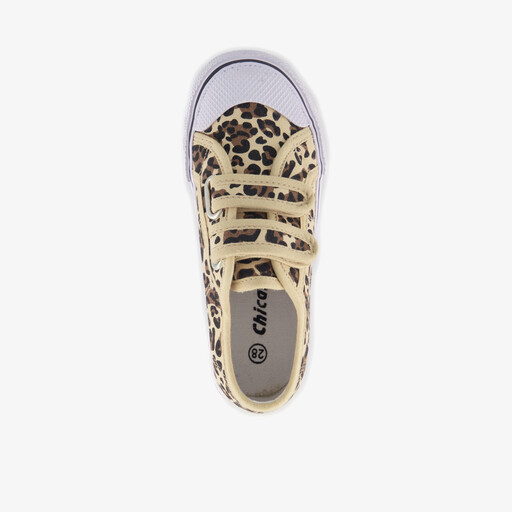 Kinder gymschoenen met panterprint beige
