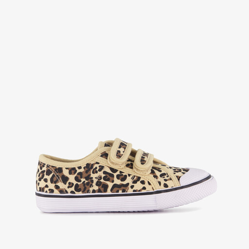 Kinder gymschoenen met panterprint beige