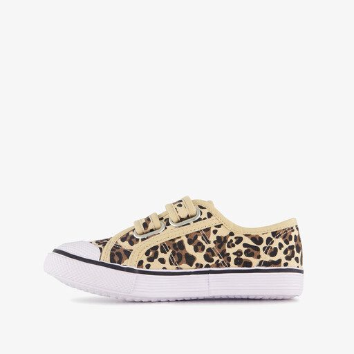 Kinder gymschoenen met panterprint beige