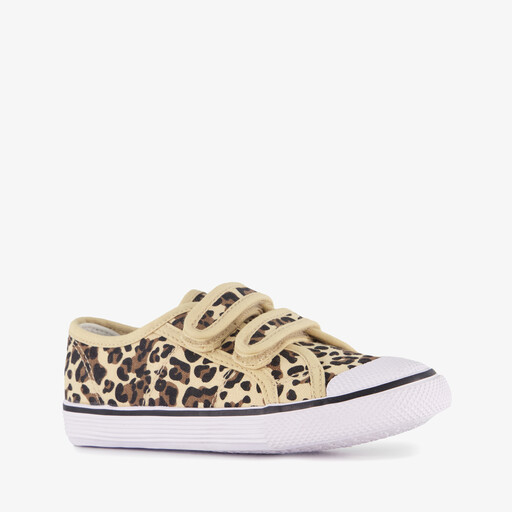 Kinder gymschoenen met panterprint beige