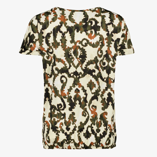 Dames top met print beige groen