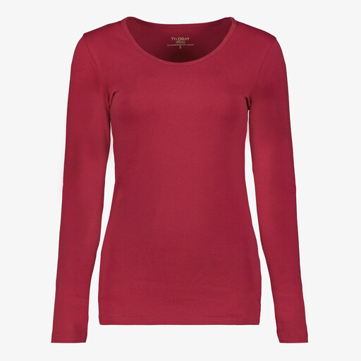 Dames shirt met lange mouwen bordeauxrood