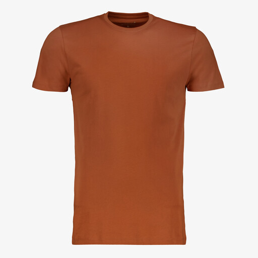 Heren T-shirt katoen ronde hals bruin