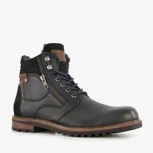 Leren heren veterboots zwart