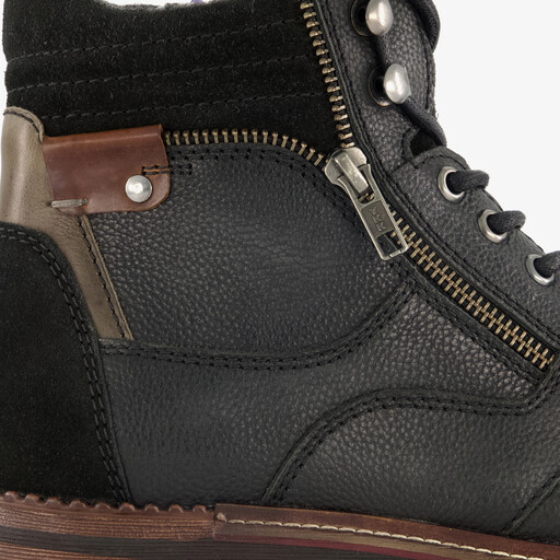 Leren heren veterboots zwart