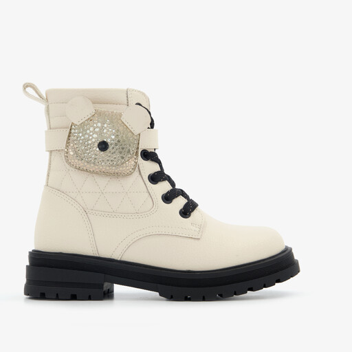 Meisjes veterboots met vakje wit