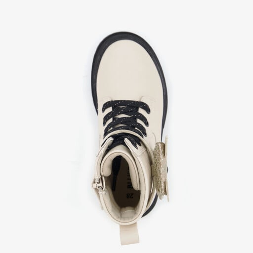 Meisjes veterboots met vakje wit