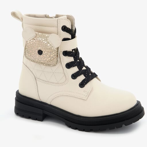 Meisjes veterboots met vakje wit