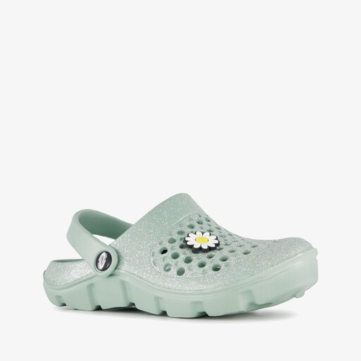 Meisjes klompen met madeliefje en glitters mintgroen