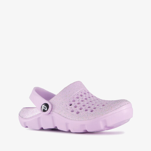 Meisjes klompen met glitters lila