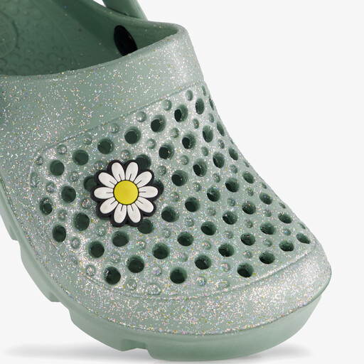 Meisjes klompen met madeliefje en glitters mintgroen