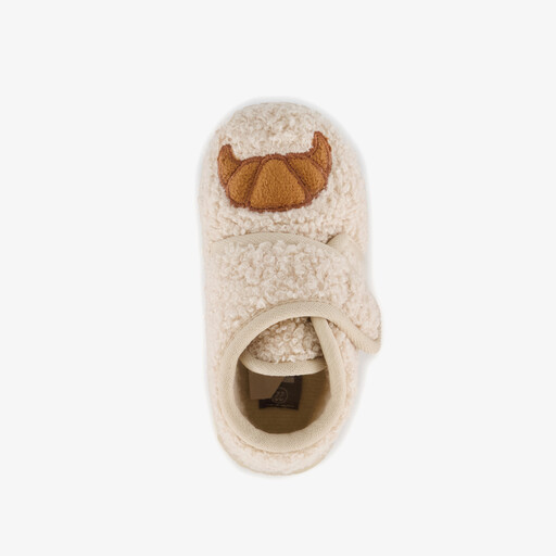 Kinder pantoffels met croissantje beige