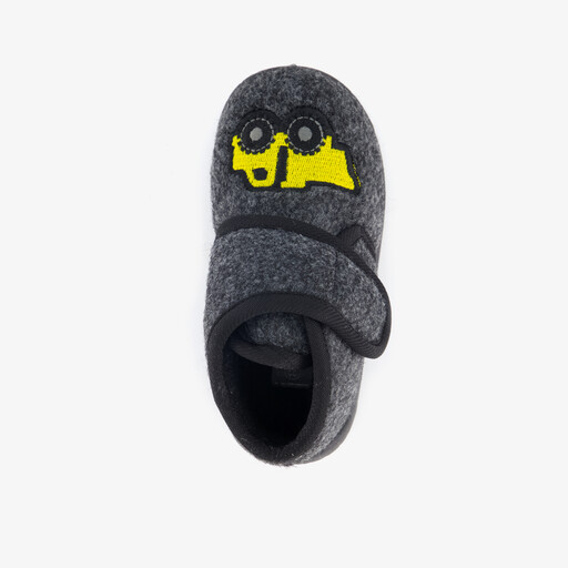 Jongens pantoffels met gele truck grijs