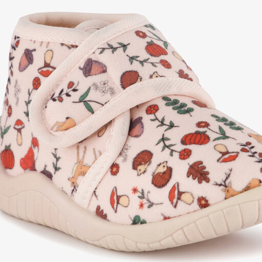Kinder pantoffels met herfstprint beige