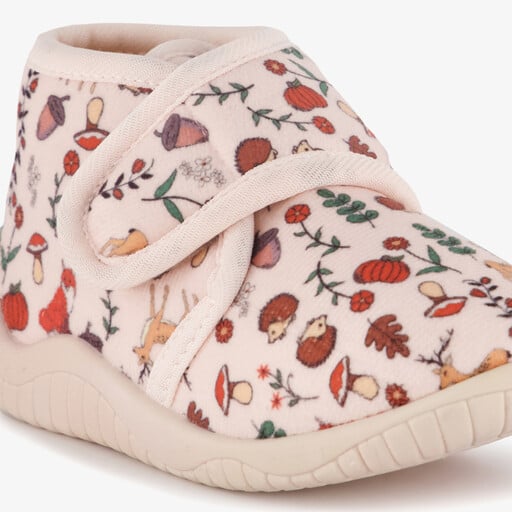 Kinder pantoffels met herfstprint beige