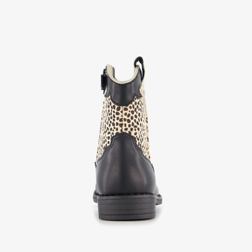 Meisjes cowboylaarsjes met luipaardprint zwart