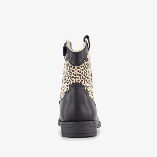 Meisjes cowboylaarsjes met luipaardprint zwart