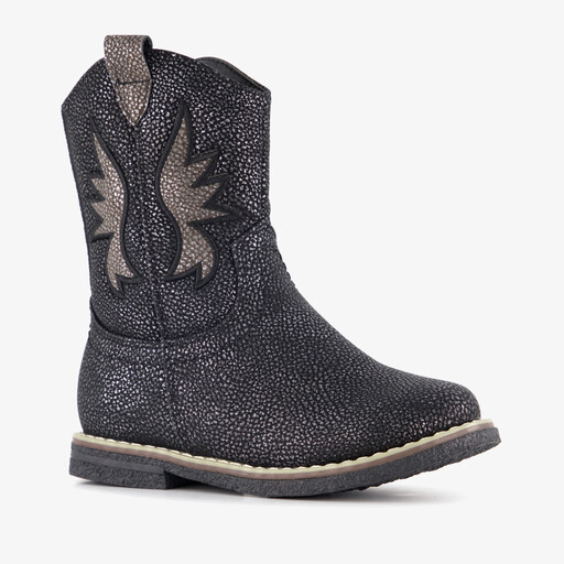 Meisjes western boots met glitters zwart