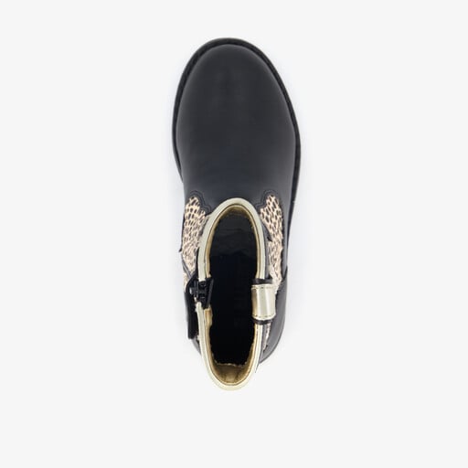 Meisjes cowboylaarsjes met luipaardprint zwart