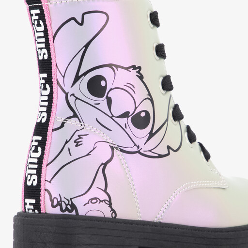 Meisjes veterboots zilver roze