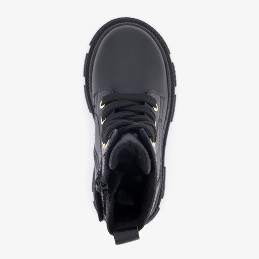 Leren meisjes veterboots zwart
