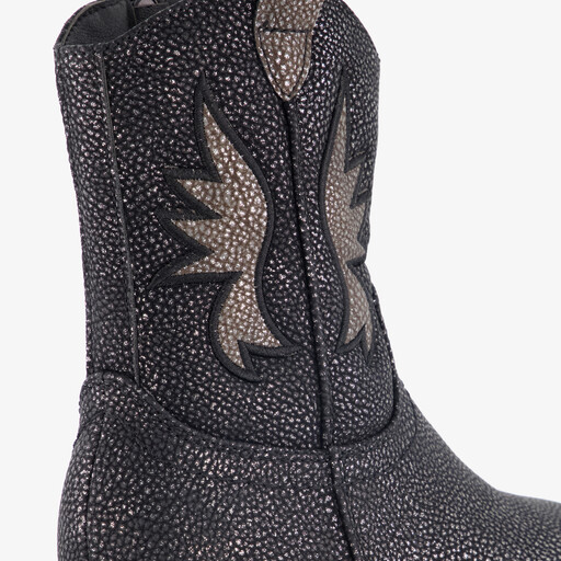 Meisjes western boots met glitters zwart