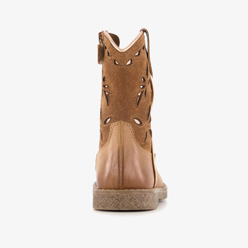Leren meisjes western boots cognac