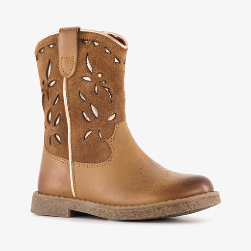 Leren meisjes western boots cognac