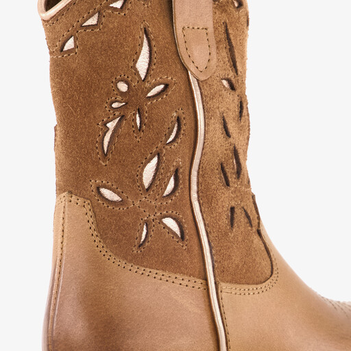 Leren meisjes western boots cognac
