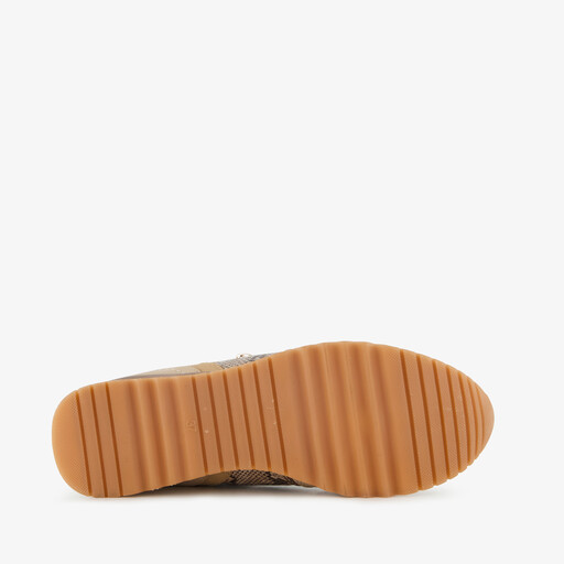 Dames sneakers met slangenprint beige goud