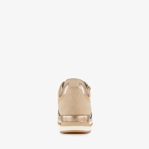 Dames sneakers met slangenprint beige goud