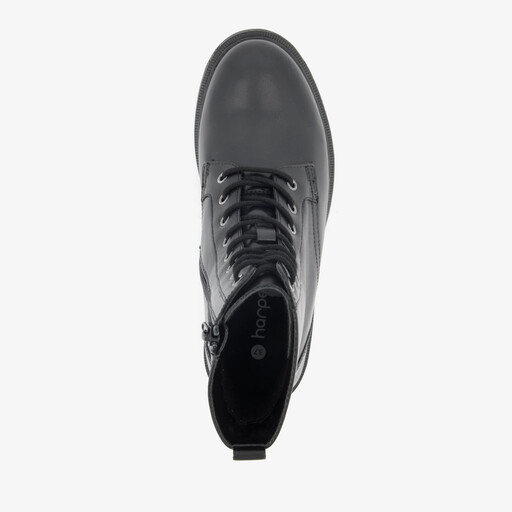 Leren dames veterboots zwart