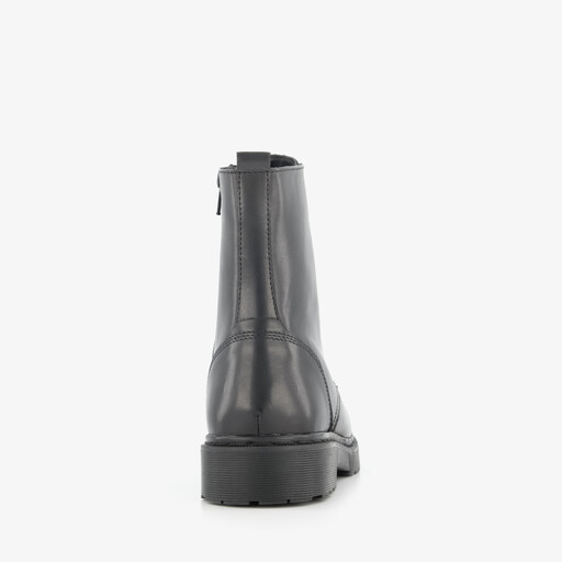 Leren dames veterboots zwart