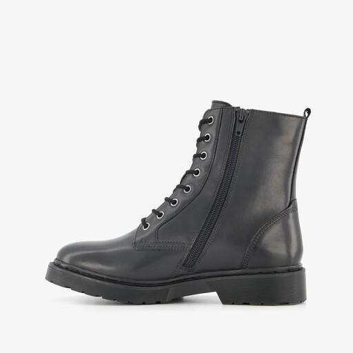 Leren dames veterboots zwart