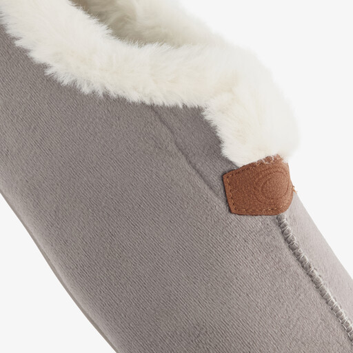 Gevoerde dames pantoffels grijs