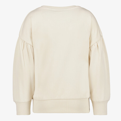 Meisjes sweater met roze borduursels beige