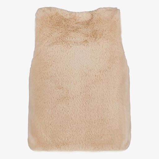 Meisjes gilet van imitatiebont beige