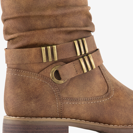 Dames enkellaarsjes met gesp cognac