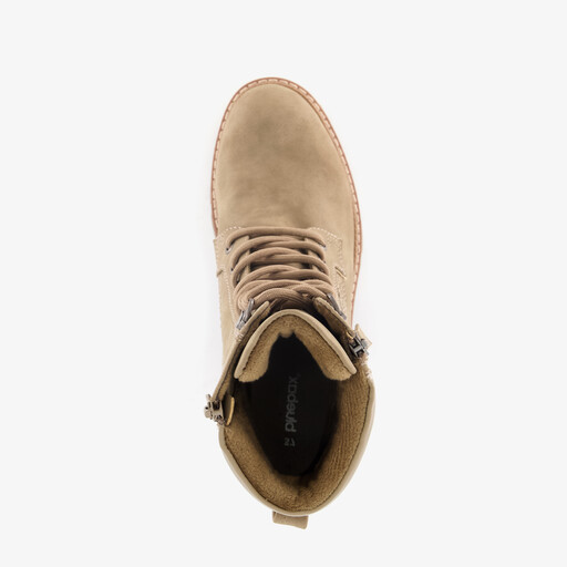 Dames veterboots met hak beige