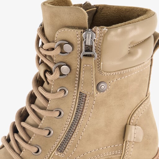 Dames veterboots met hak beige
