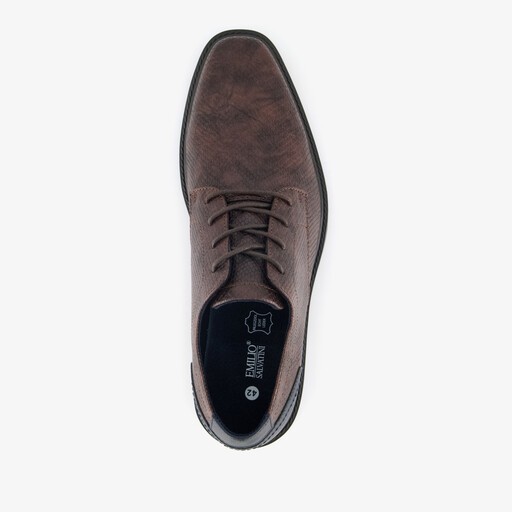 Heren veterschoenen slangenprint bruin