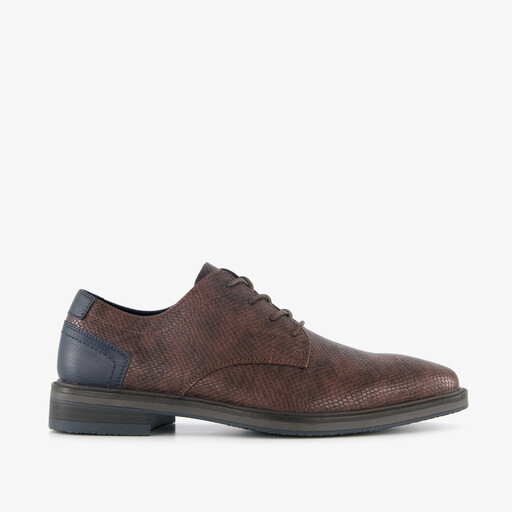 Heren veterschoenen slangenprint bruin