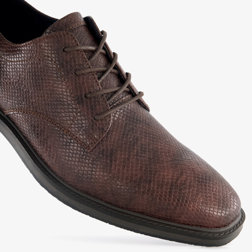 Heren veterschoenen slangenprint bruin