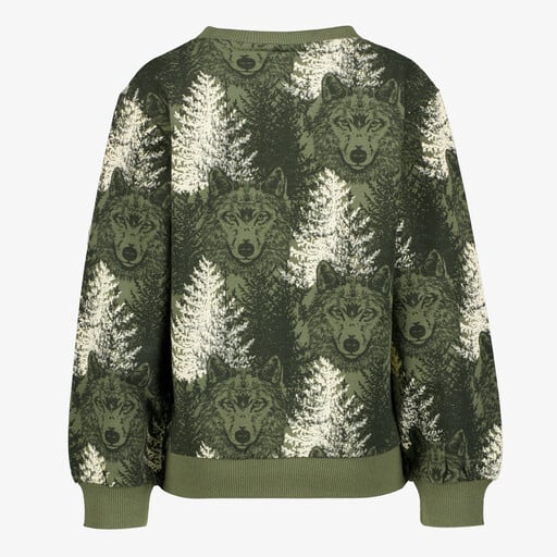 Jongens sweater met wolven groen