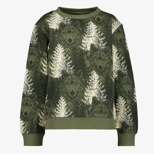Jongens sweater met wolven groen
