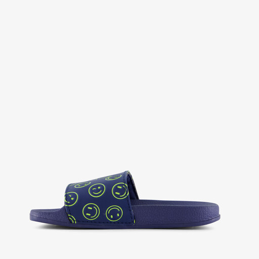 Kinder badslippers blauw met smiley