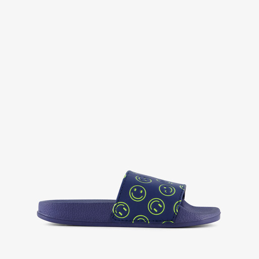 Kinder badslippers blauw met smiley
