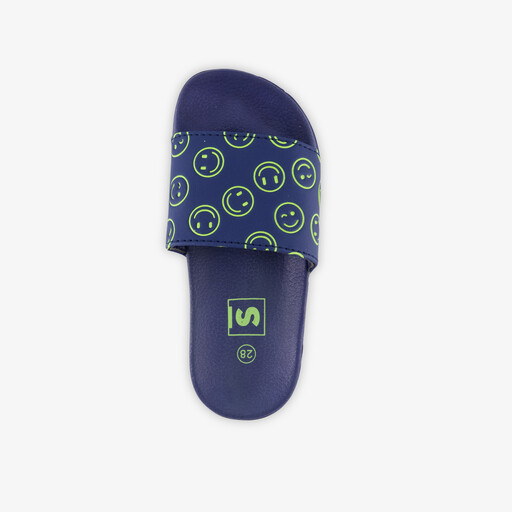 Kinder badslippers blauw met smiley