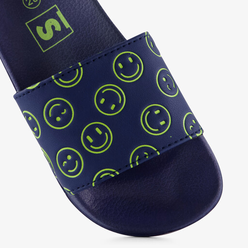 Kinder badslippers blauw met smiley
